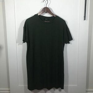 Forever 21 Army Green Ribbed T-Shirt Dress